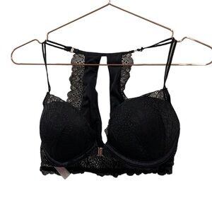 Victoria’s Secret PINK Black wired date push-up padded bralette. Size 32 D